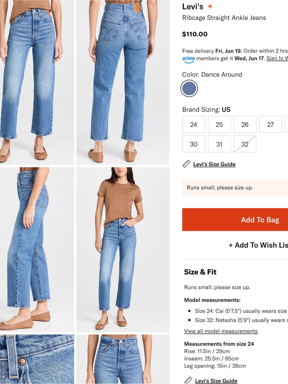 NEW Levi's Premium Ribcage Straight Ankle Jeans - Picture 16 of 16
